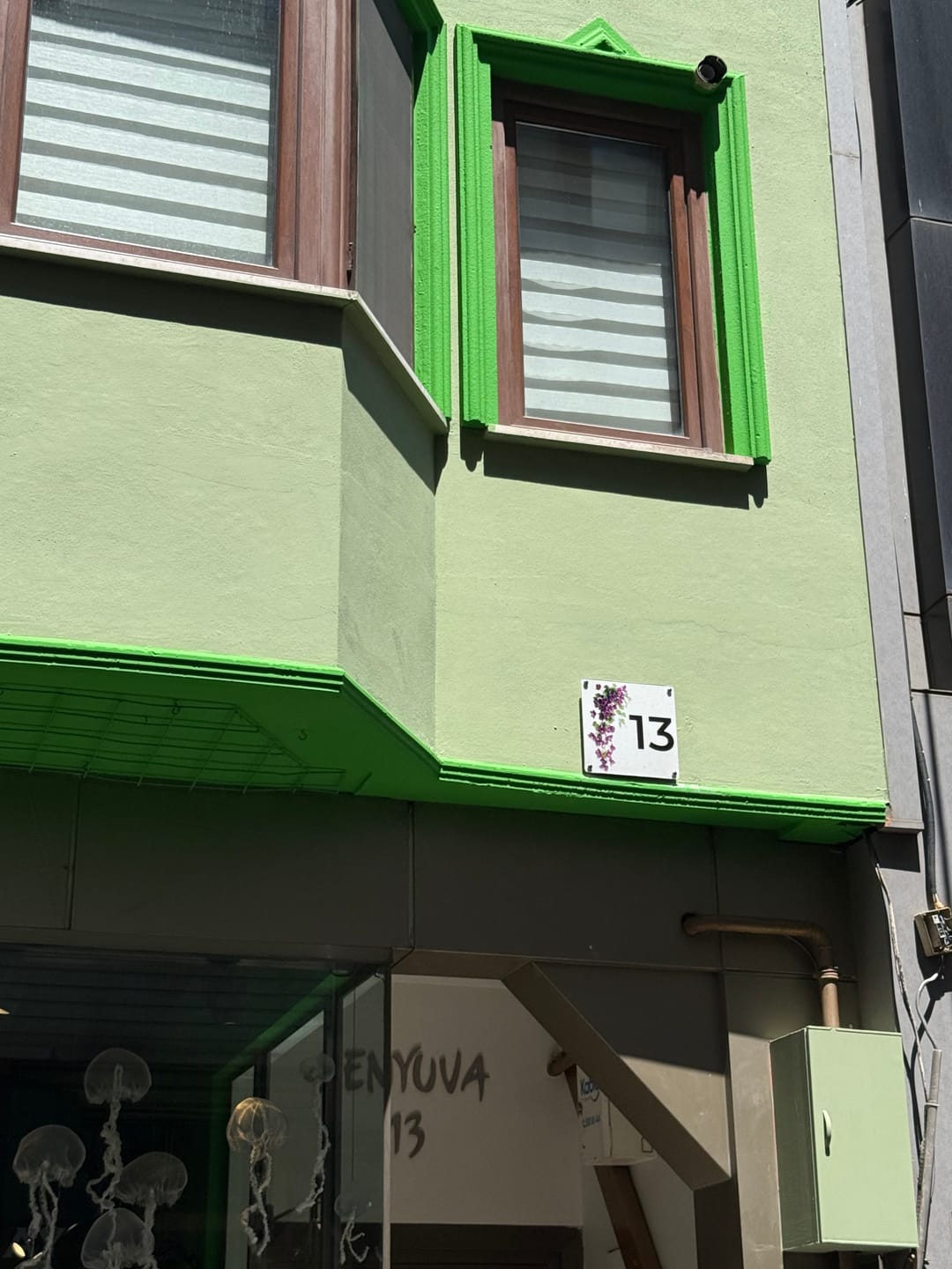 Customer photo review of Kişiye Özel Mor Sarmaşık Çiçekli Kapı İsimliği