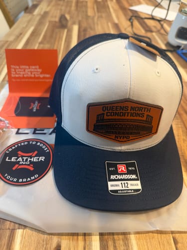 Customer photo review of Premium Custom Leather Patch Hats (Wholesale)