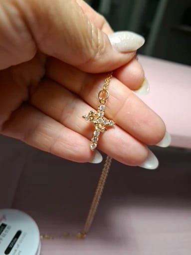 Customer photo review of Cross & Crown Necklace