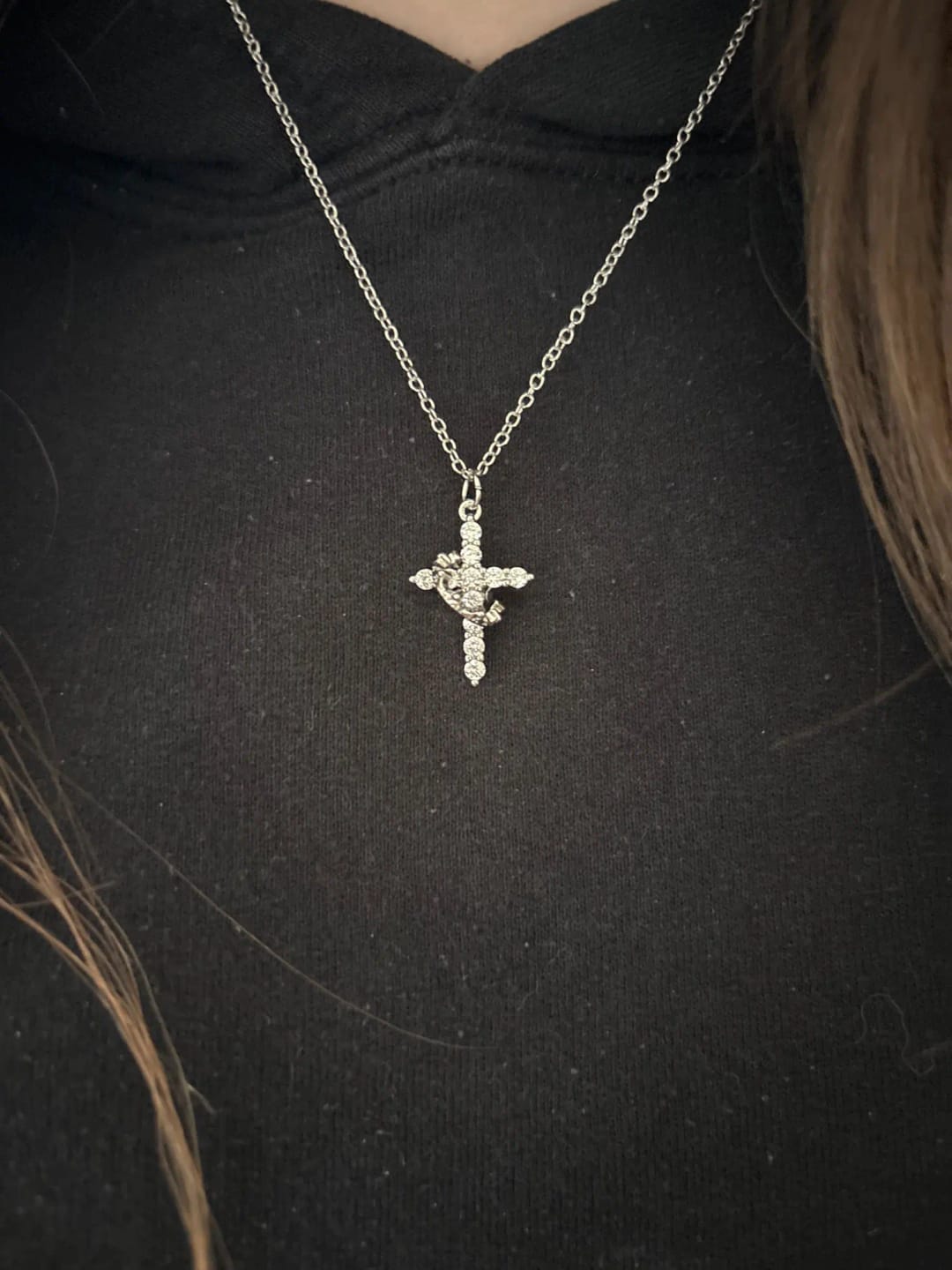 Customer photo review of Cross & Crown Necklace