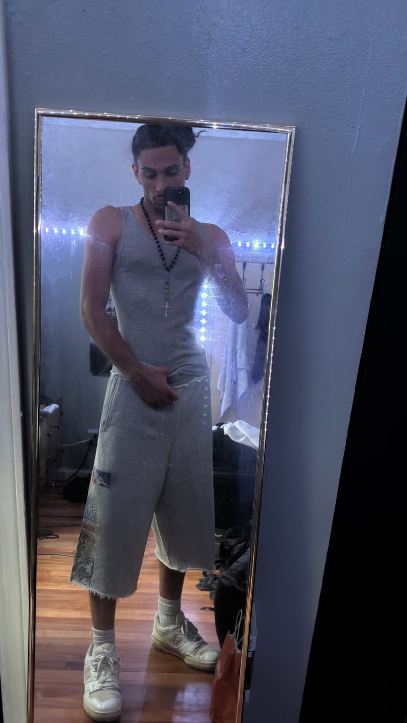 Customer photo review of Bling Distressed Sweat Shorts-578