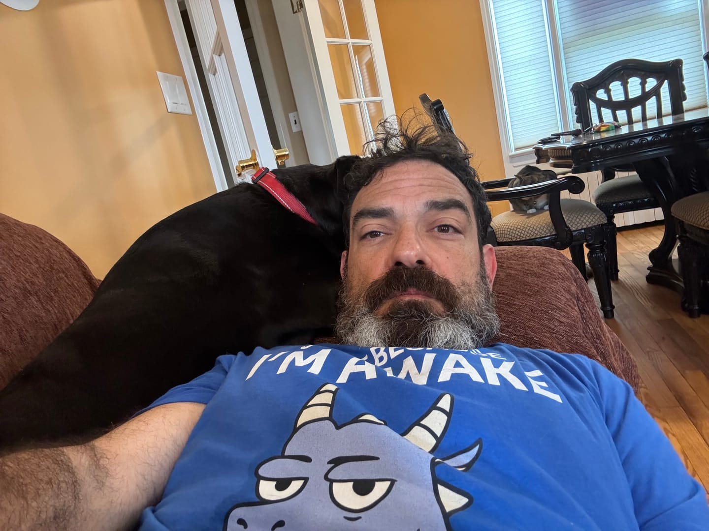 Customer photo review of Just Because I'm Awake T-Shirt