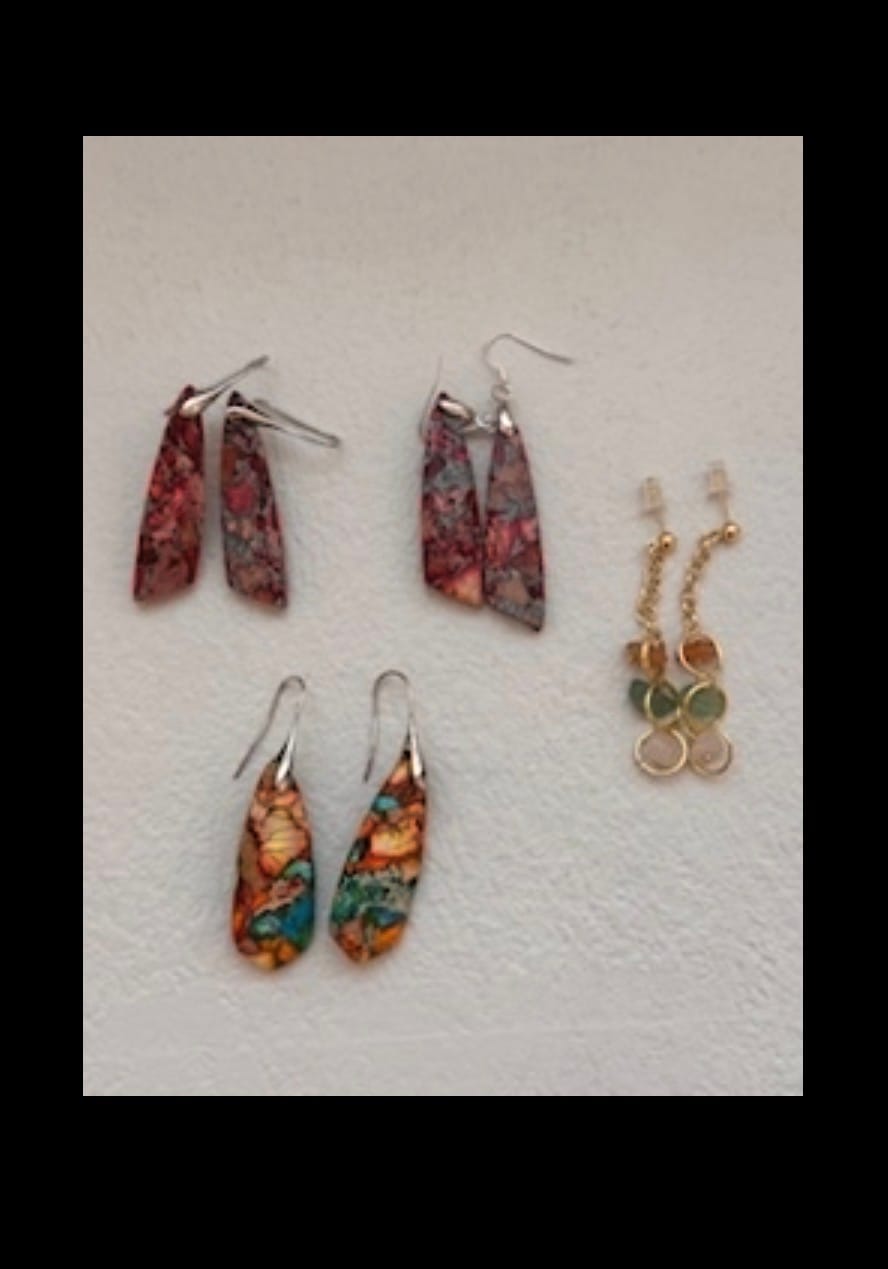 Customer photo review of Pink Regalite Stone Earrings