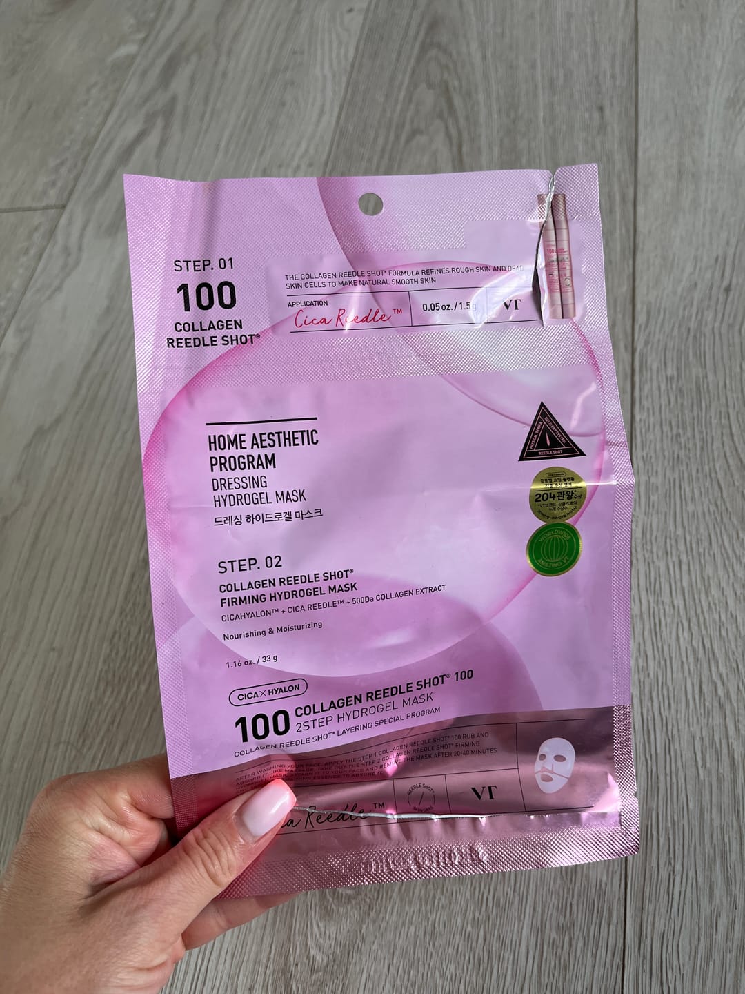 Customer photo review of Divu tekstūru hidrogela maska ar kolagēnu VT Cosmetics Collagen Reedle Shot 100 2Step Hydrogel Mask
