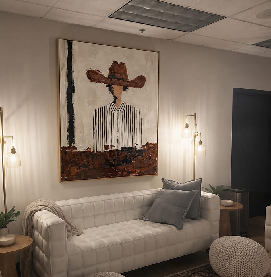 Customer photo review of Pinstripe Rancher-Western Portrait Painting