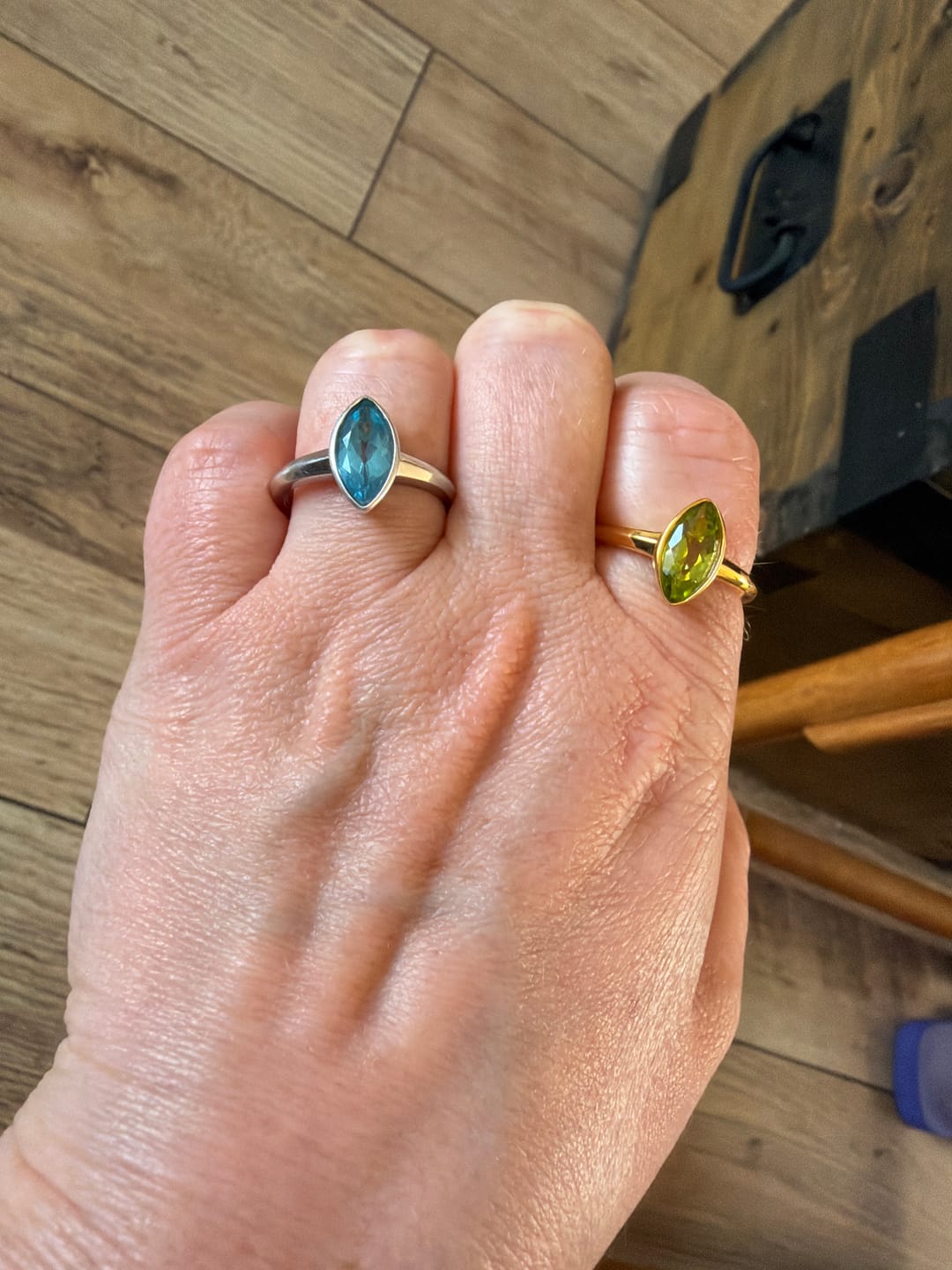 Customer photo review of Surf Moon Ring with Peridot