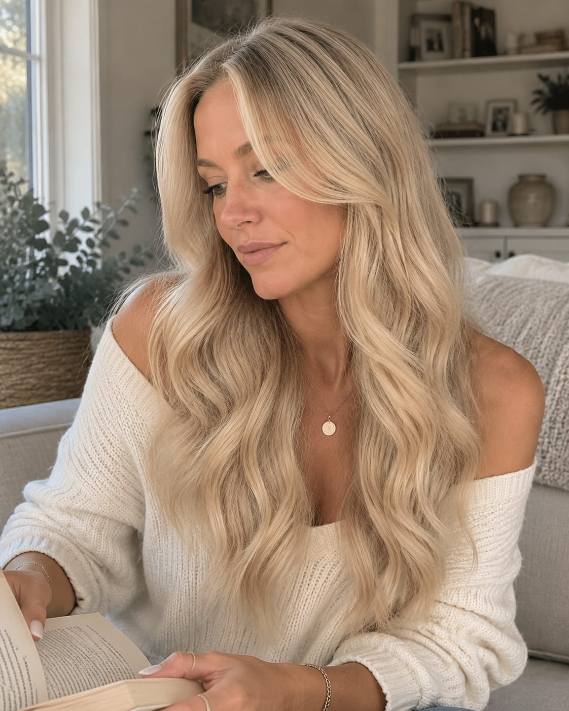 Customer photo review of Balayage Blonde Virgin Tape in Extensions 100% Human Hair #18/22/60
