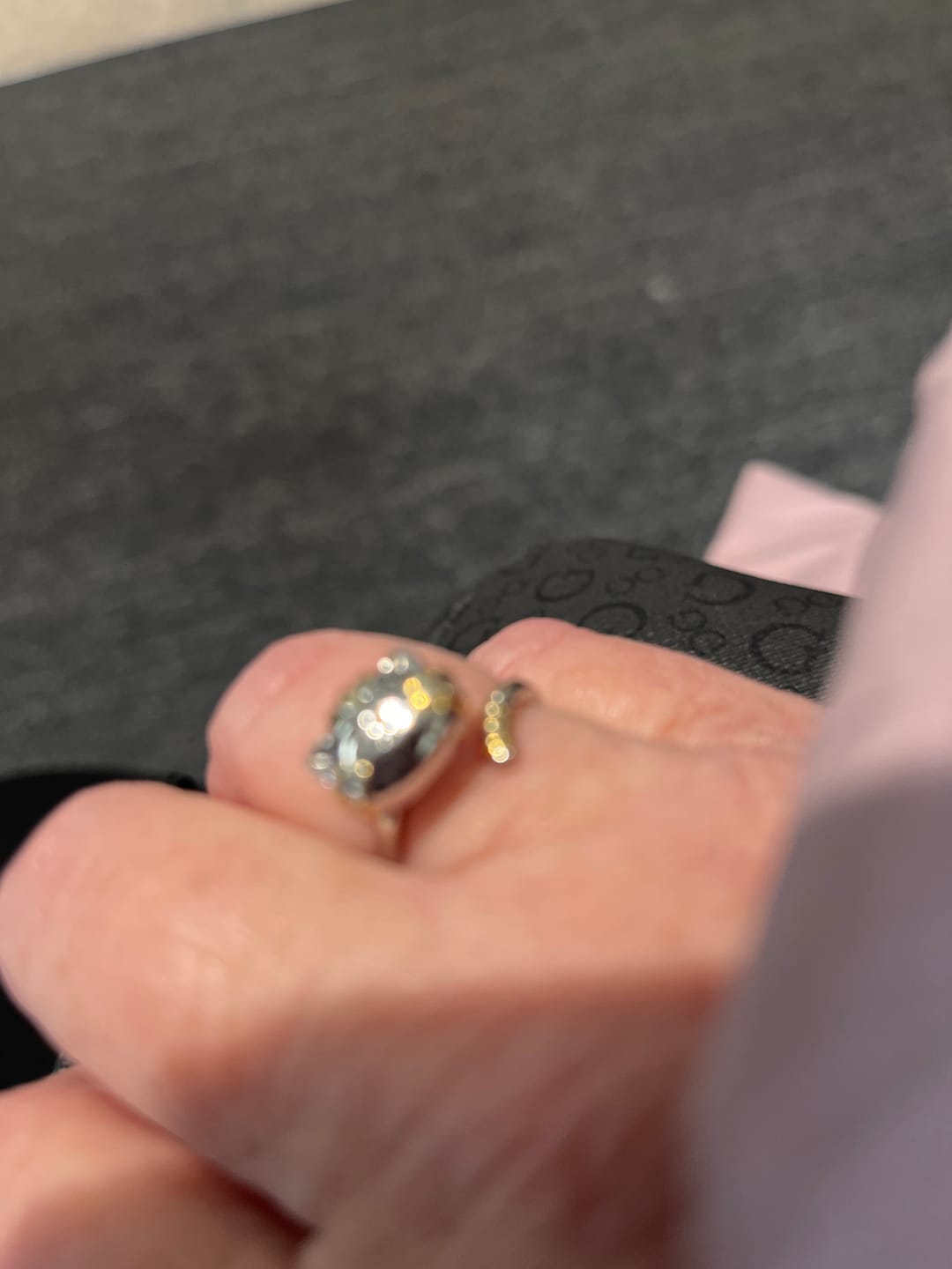 Customer photo review of Cat Spinner Fidget Ring Silver