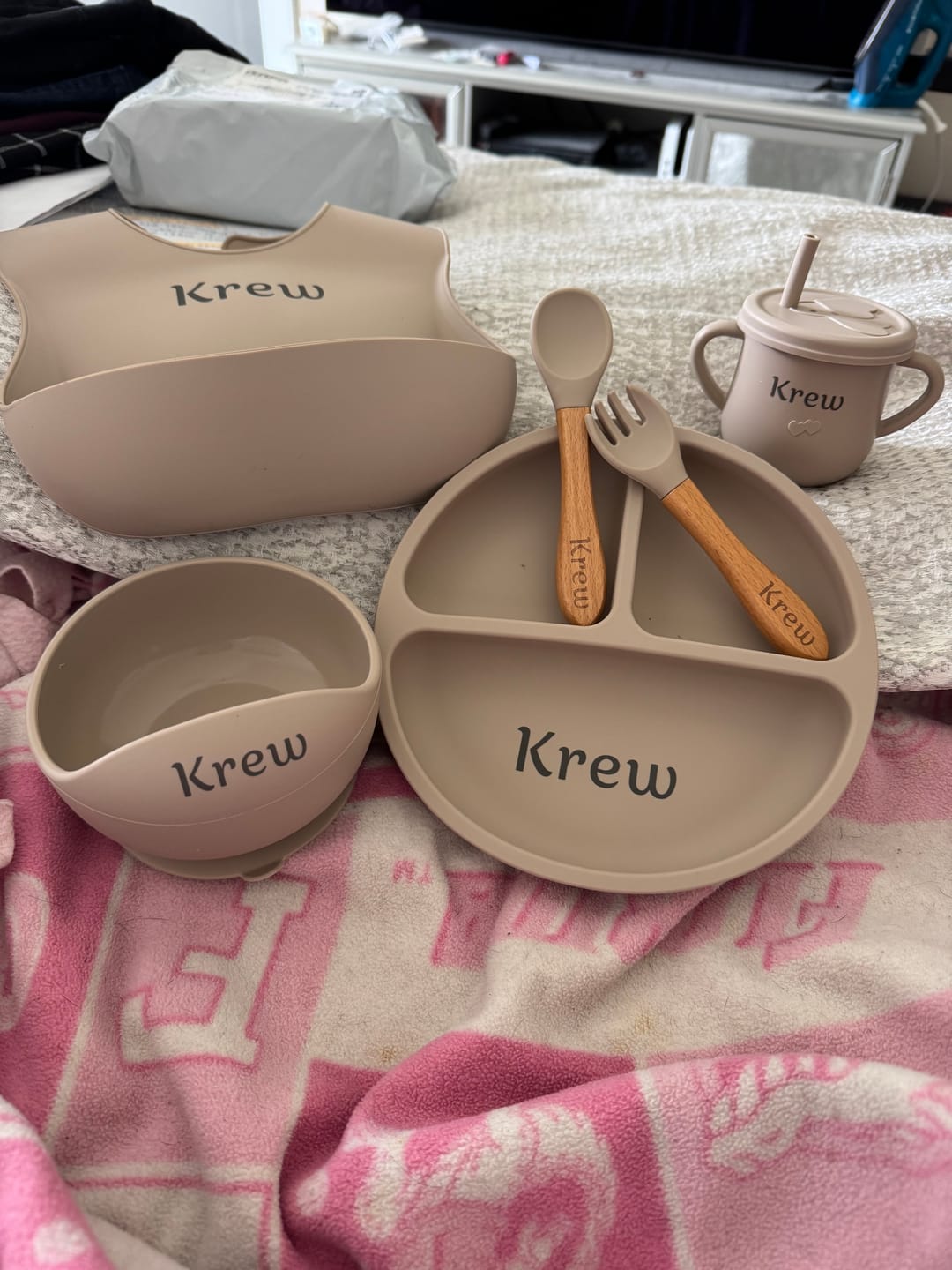 Customer photo review of Noah + Nori™ Personalized Baby Feeding Set