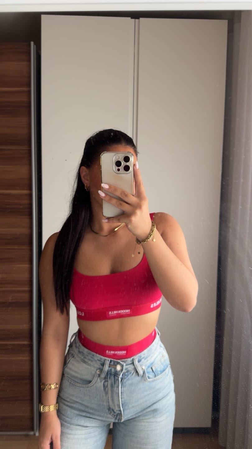 Customer photo review of LABEL BRA TOP RASPBERRY RED