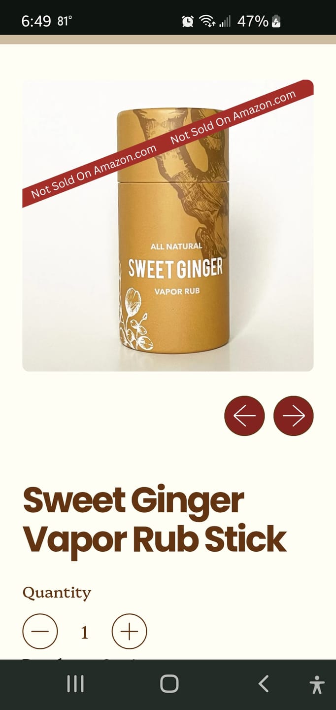 Customer photo review of Sweet Ginger Vapor Rub Stick