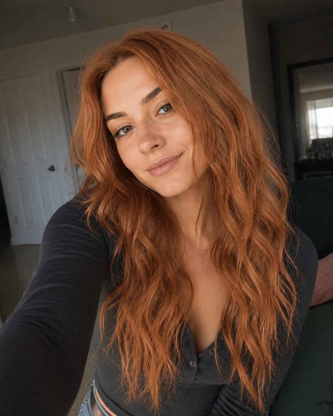 Customer photo review of Virgin Injection Tape in Hair Extensions Copper Red #33