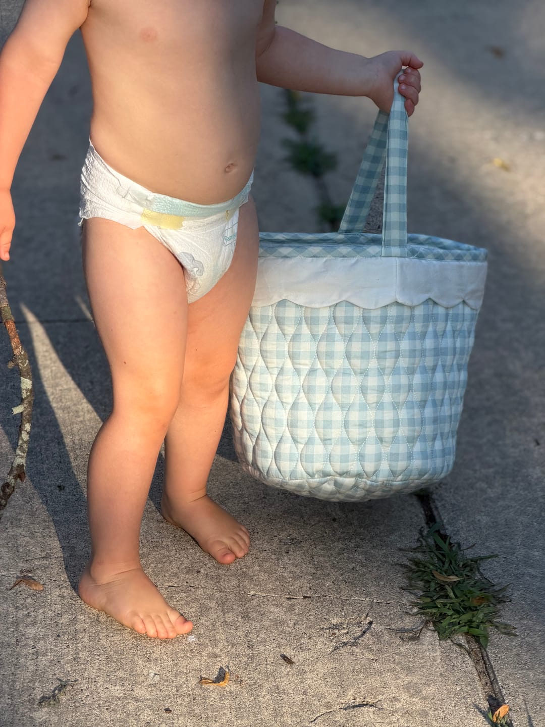 Customer photo review of Quilted Storage Basket - Blue Gingham