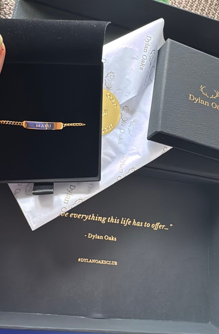 Customer photo review of The Engraved Bracelet Gold
