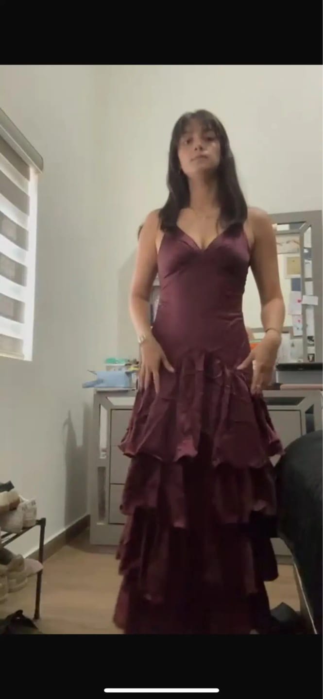 Customer photo review of Isabella Ruffled Slip Dress