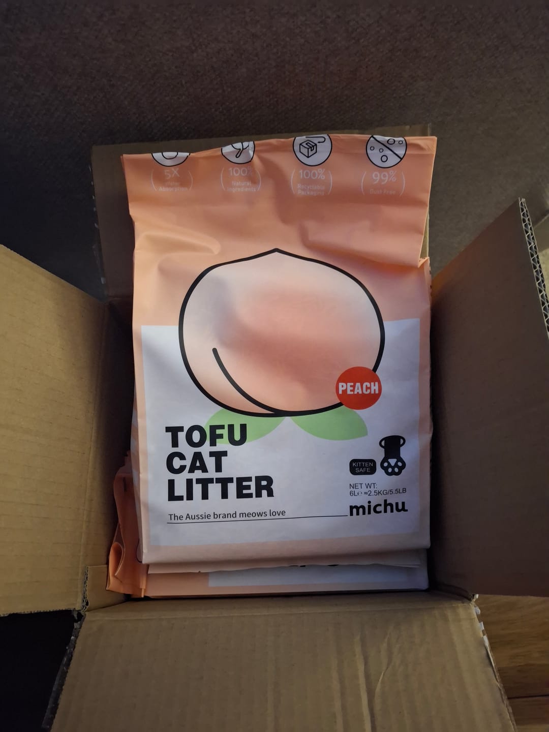 Customer photo review of Michu Natural Clumping Tofu Cat Litter 5.5lb/88oz