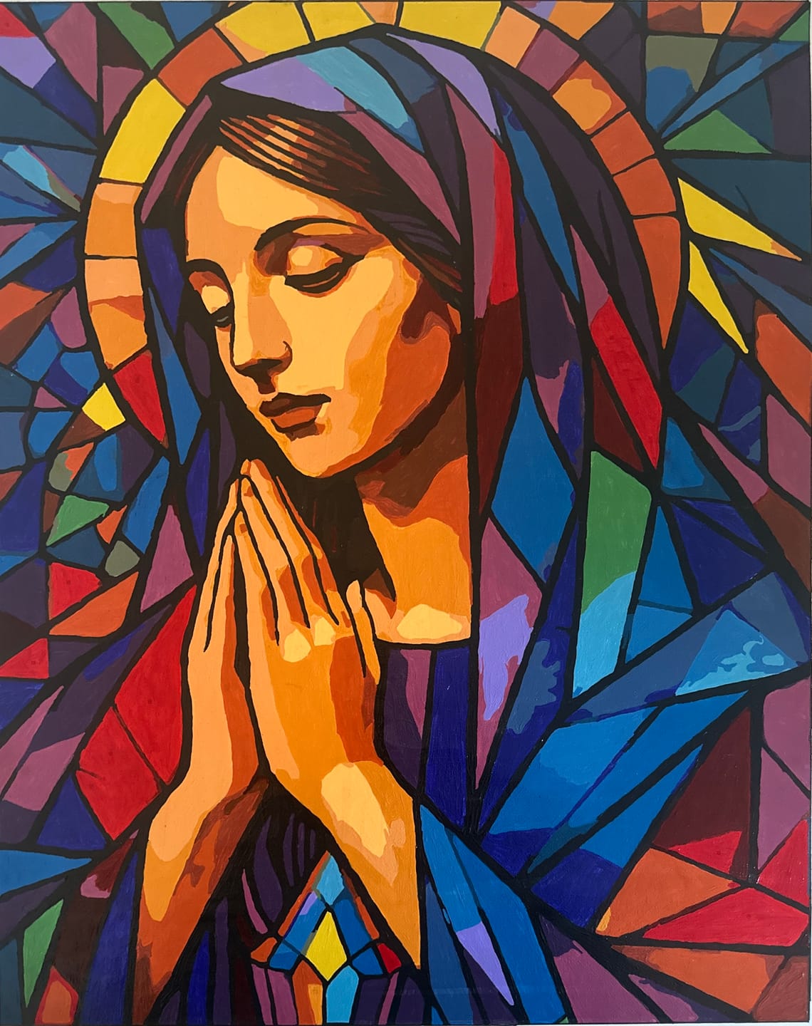 Customer photo review of Stained glass Virgin Mary | Paint by Number