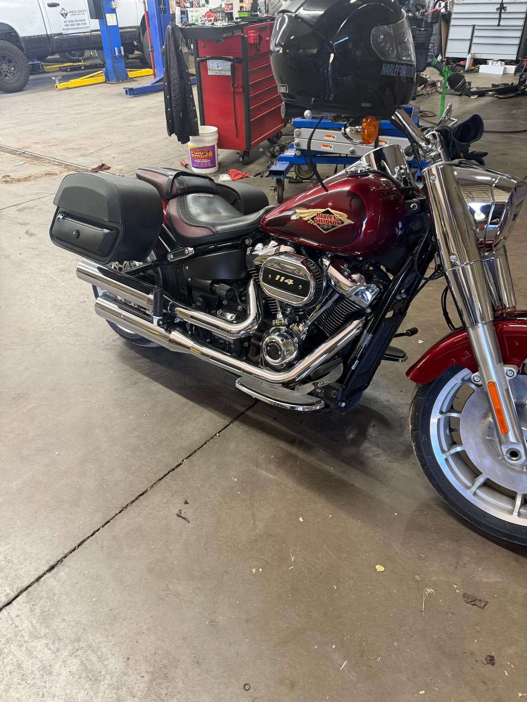 Customer photo review of 28L - Pantheon Medium Quick Mount Motorcycle Saddlebags For Harley Softail Fat Boy FLFB/S