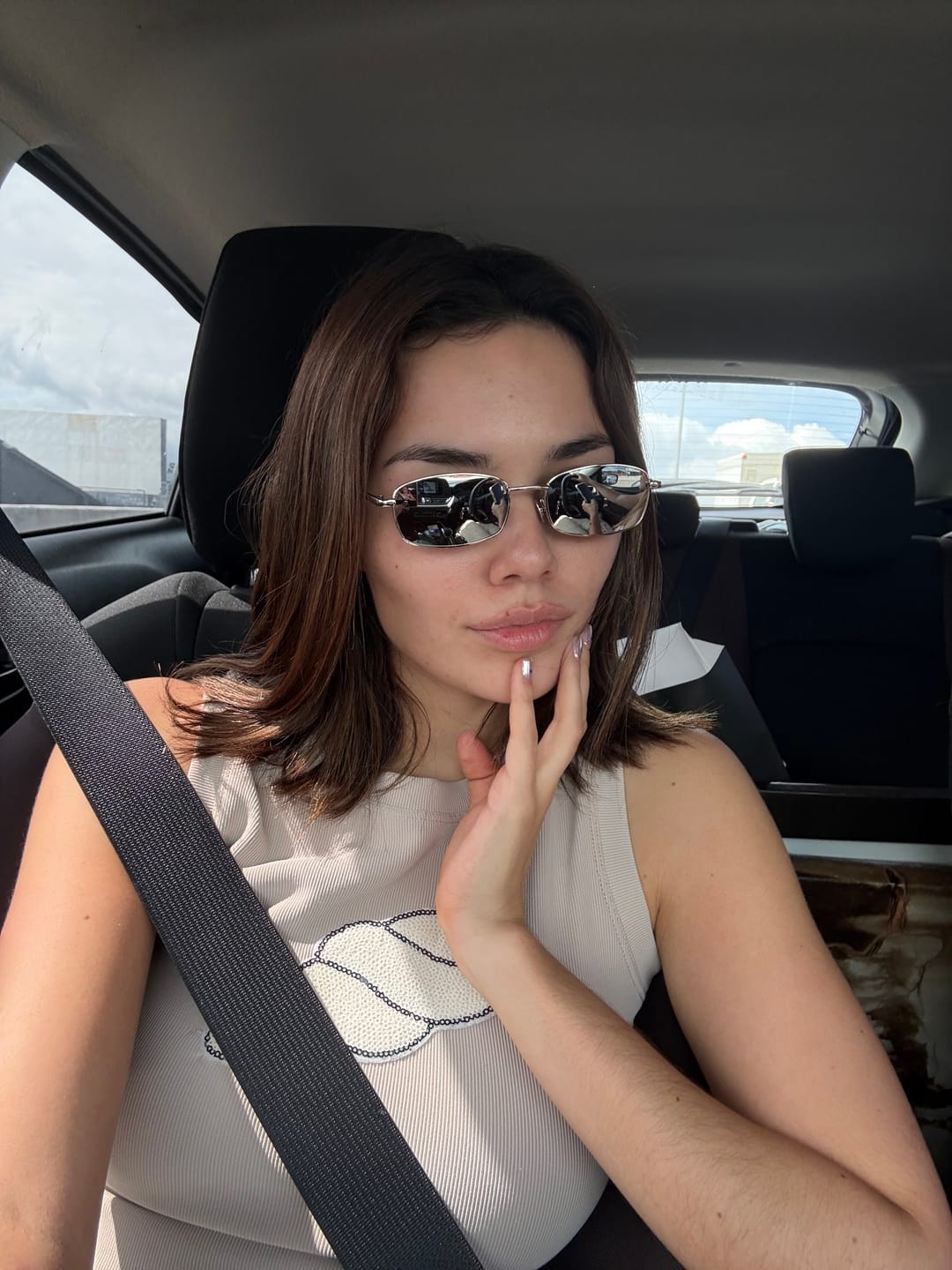 Customer photo review of Skyline Rectangle Sunglasses