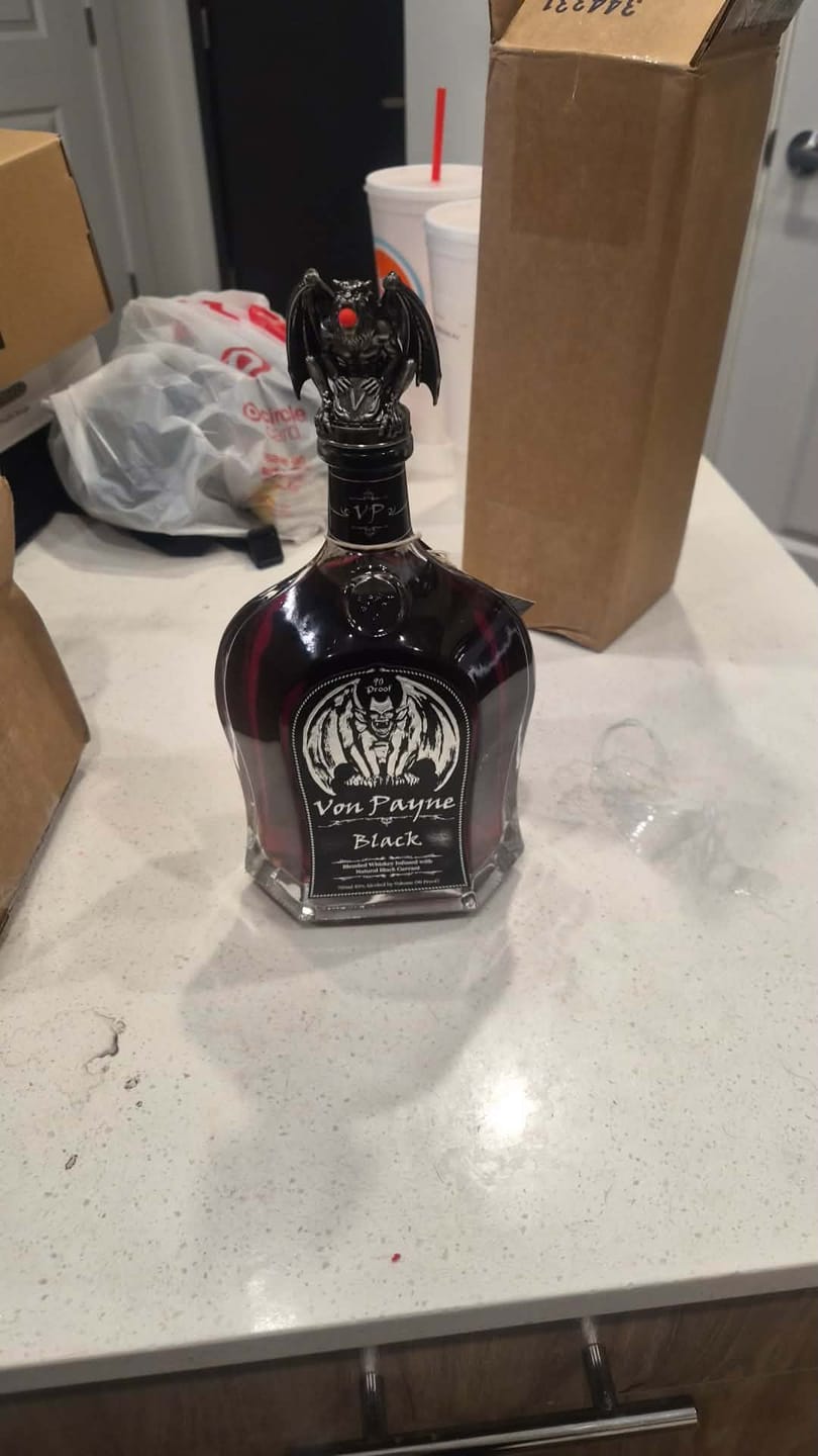 Customer photo review of Von Payne Black Blended Whiskey