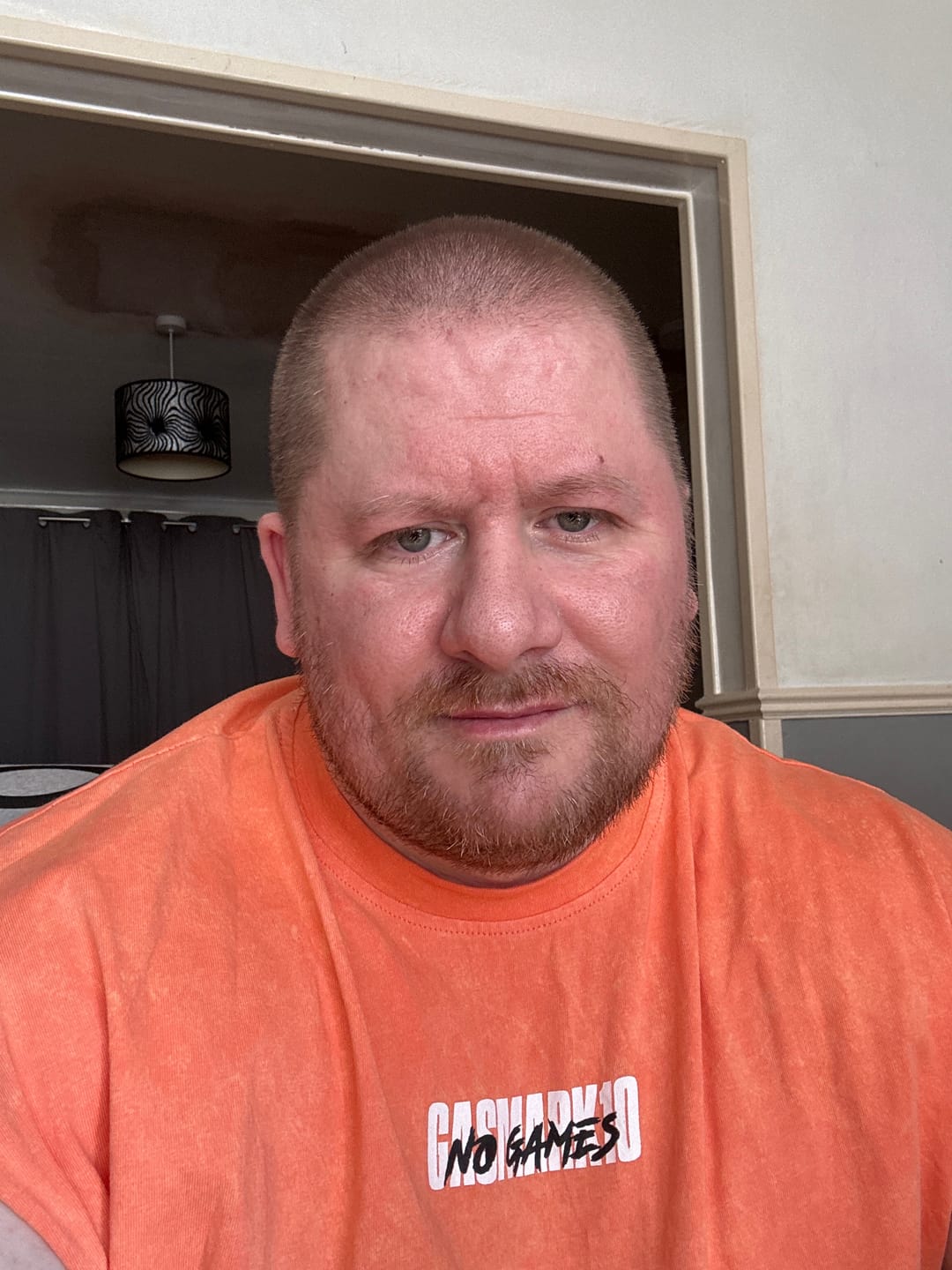 Customer photo review of GASMARK10 NO GAMES TANK TOP- ORANGE
