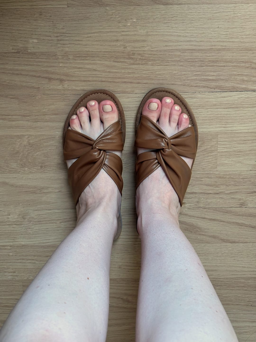 Customer photo review of Tan Amy Wide Fit Sandals