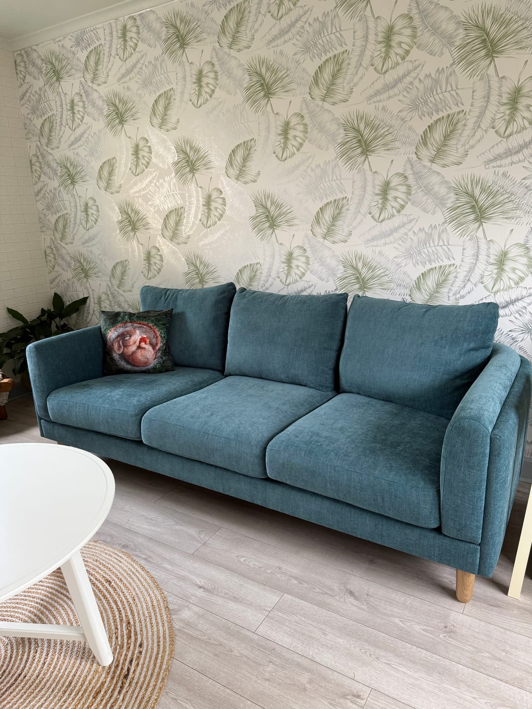 Customer photo review of Harbour Grand 3 Seater Sofa, Easy Clean Chenille Teal