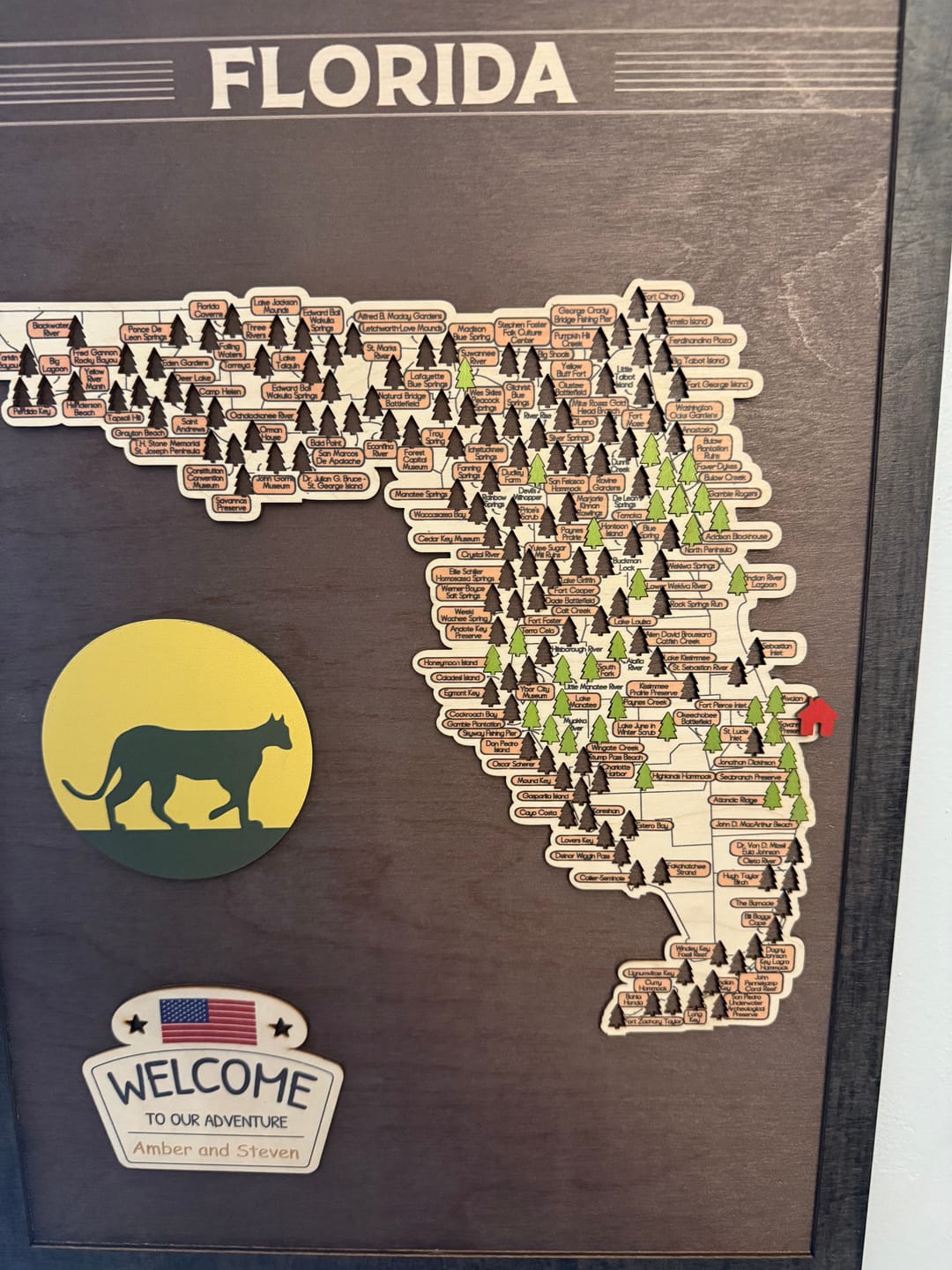 Customer photo review of US Wooden Florida State Parks Travel Map With Trees To Record Park Visits (Coffee)