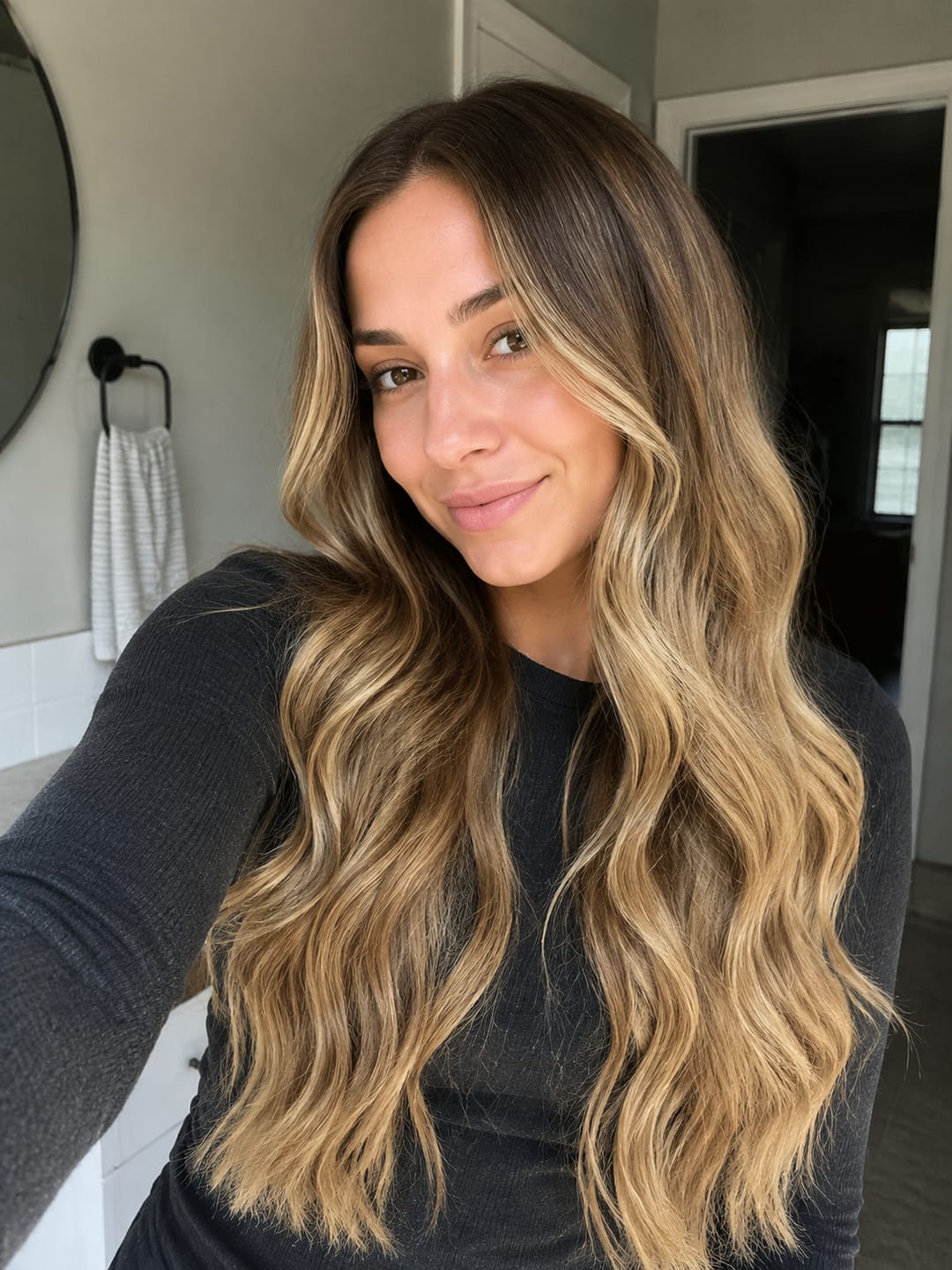 Customer photo review of Virgin Injection Tape in Hair Extensions Balayage Blonde #3/8/22