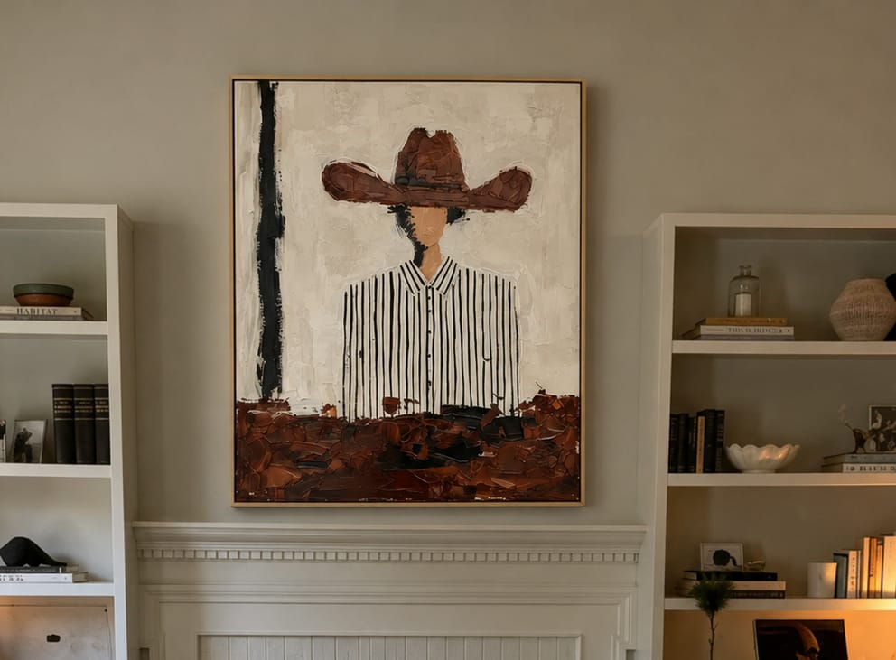 Customer photo review of Pinstripe Rancher-Western Portrait Painting
