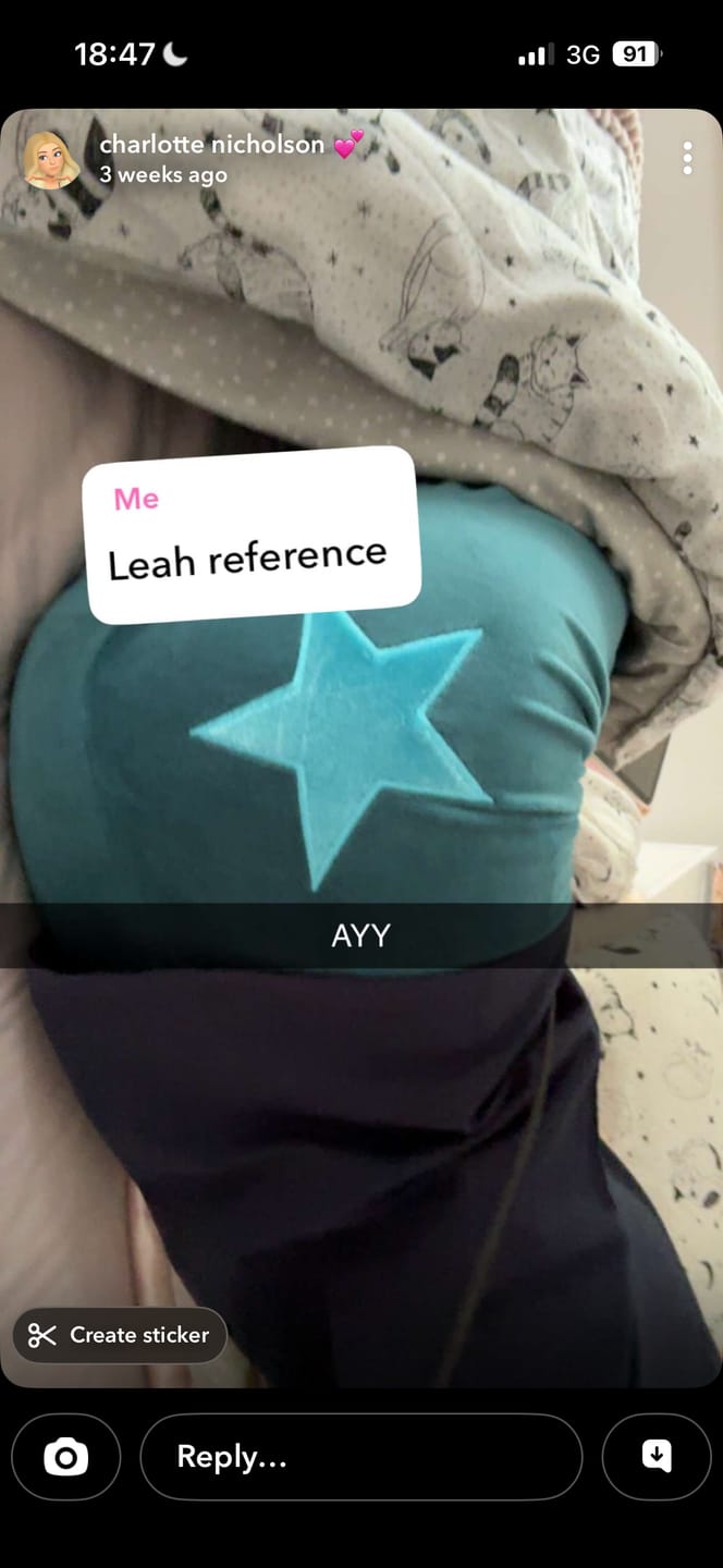 Customer photo review of Velour Star Jogger - Teal / Neon Blue