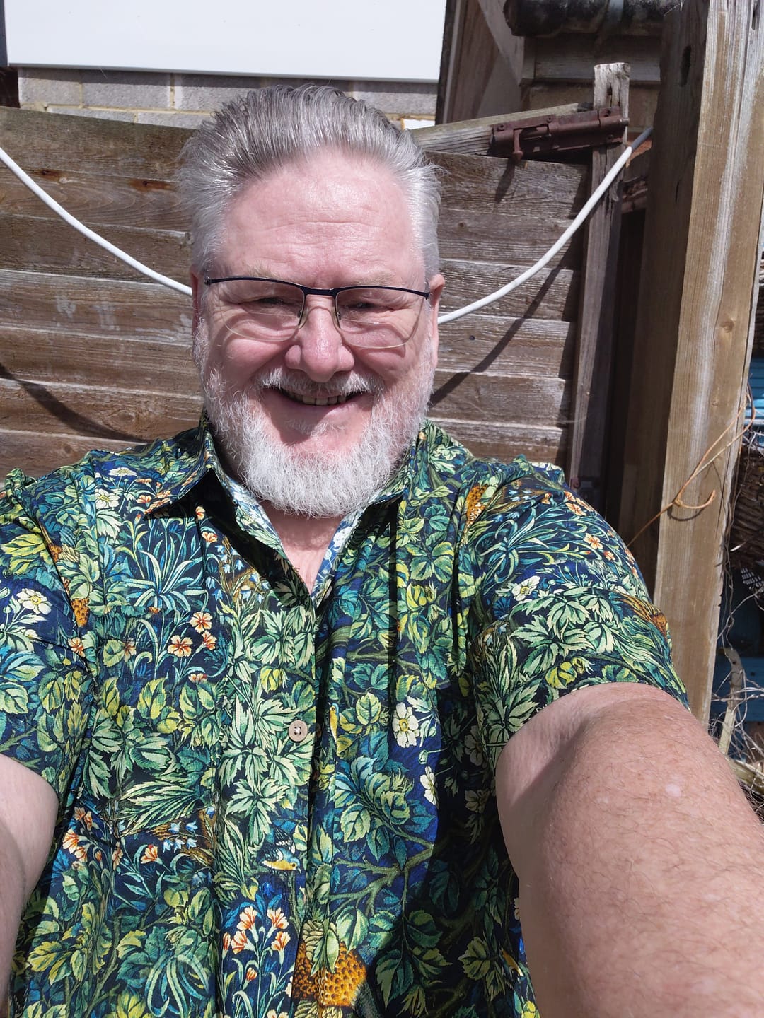 Customer photo review of Men's Tropical Green Botanical Cotton Hawaiian Shirt