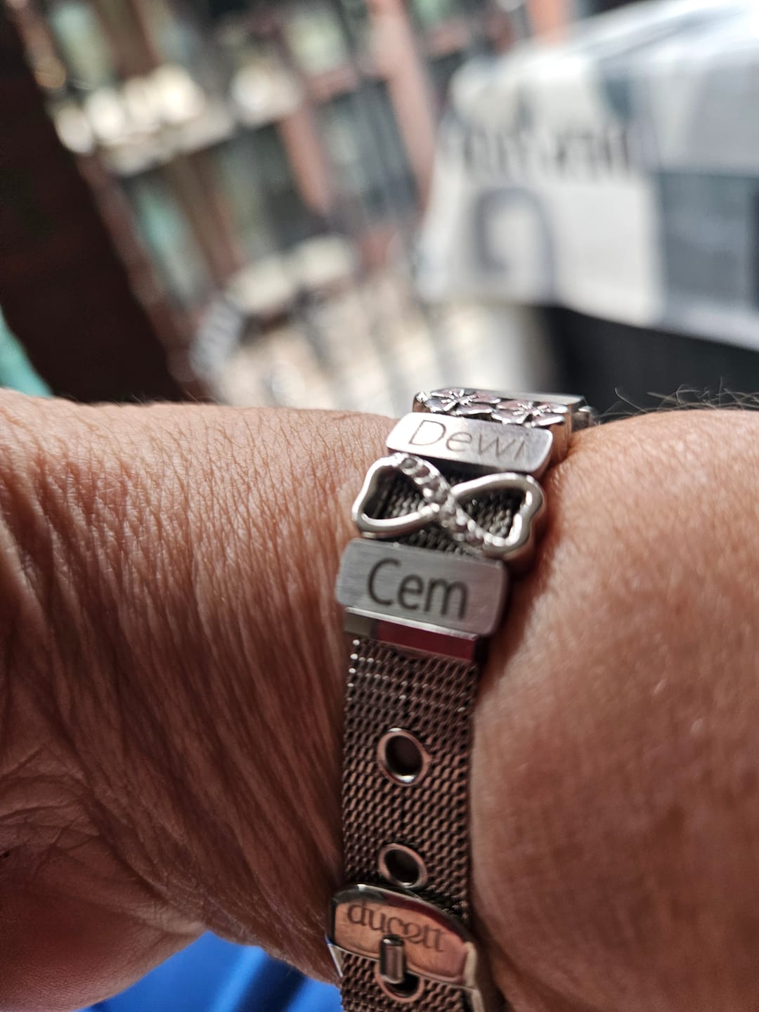 Customer photo review of Mesh charm name silver