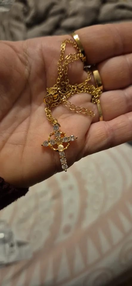 Customer photo review of Cross & Crown Necklace