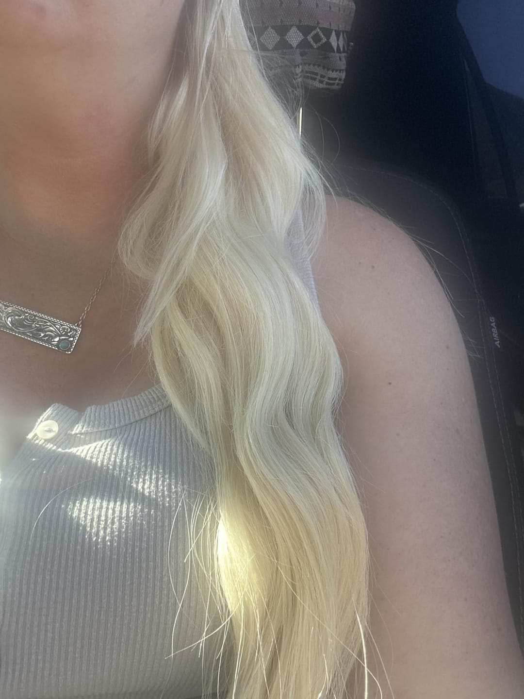 Customer photo review of Best Virgin Hair Light Blonde Tape in Hair Extension 100% Human Hair #60