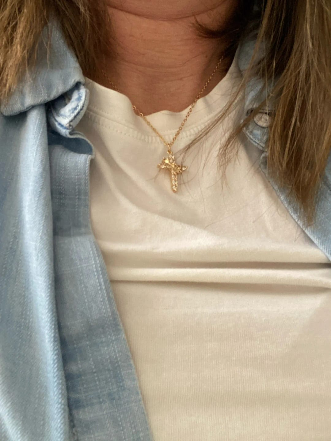 Customer photo review of Cross & Crown Necklace