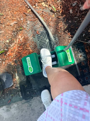 Customer's top-down view of their white CUURT Muuv court shoes, showing the roomy toe box.