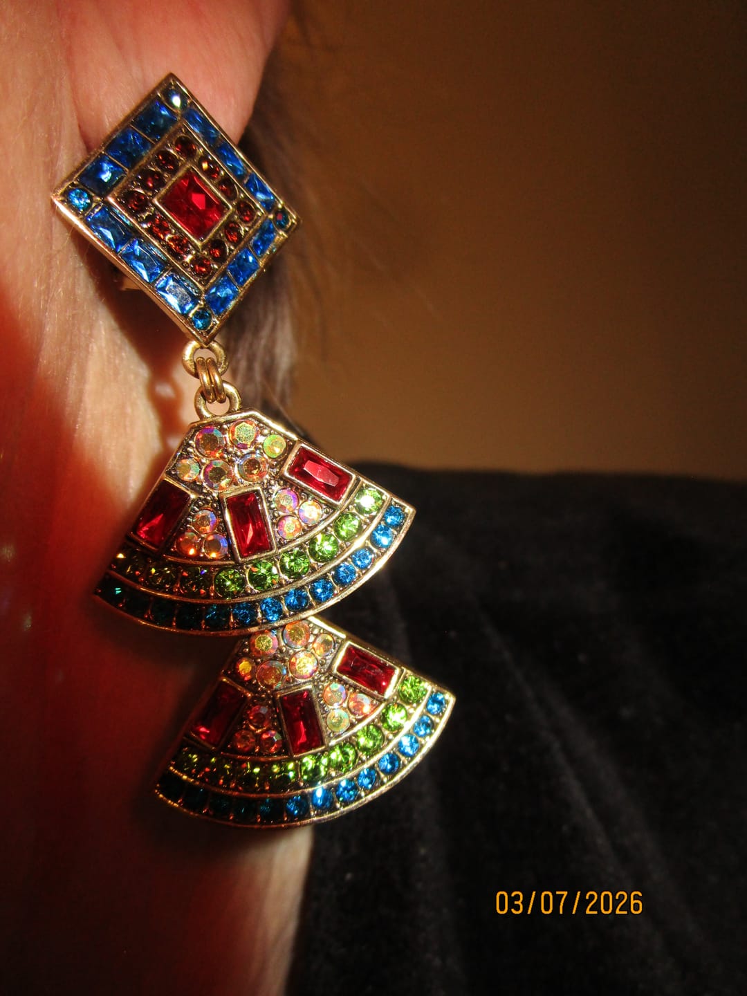 Customer photo review of Heidi Daus ®"Masterful Mosiac" Crystal Dangle Earrings