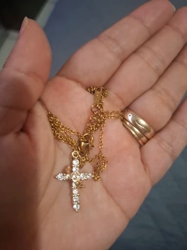 Customer photo review of Cross & Crown Necklace