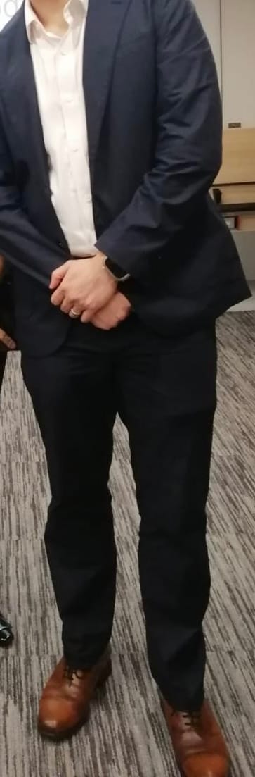 Customer photo review of CottonSTRETCH Unstructured Woven Blazer | Navy 3492KP