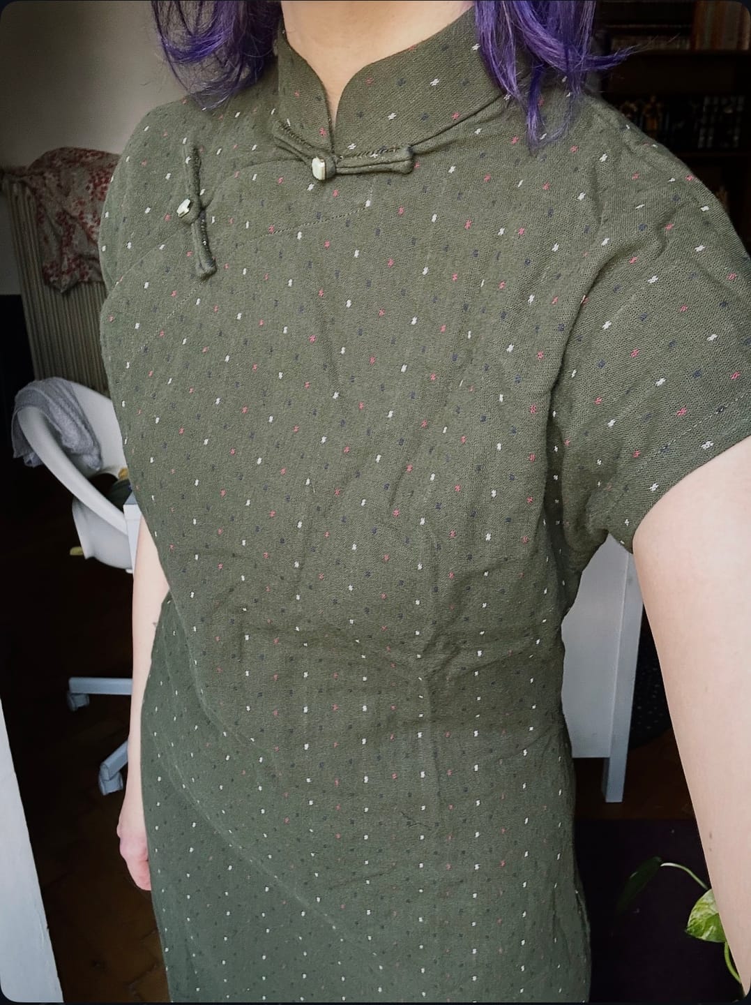 Customer photo review of Suya 素雅 Simple Elegance Republic of China Dotted Stripes Pure Cotton Short Sleeve Qipao