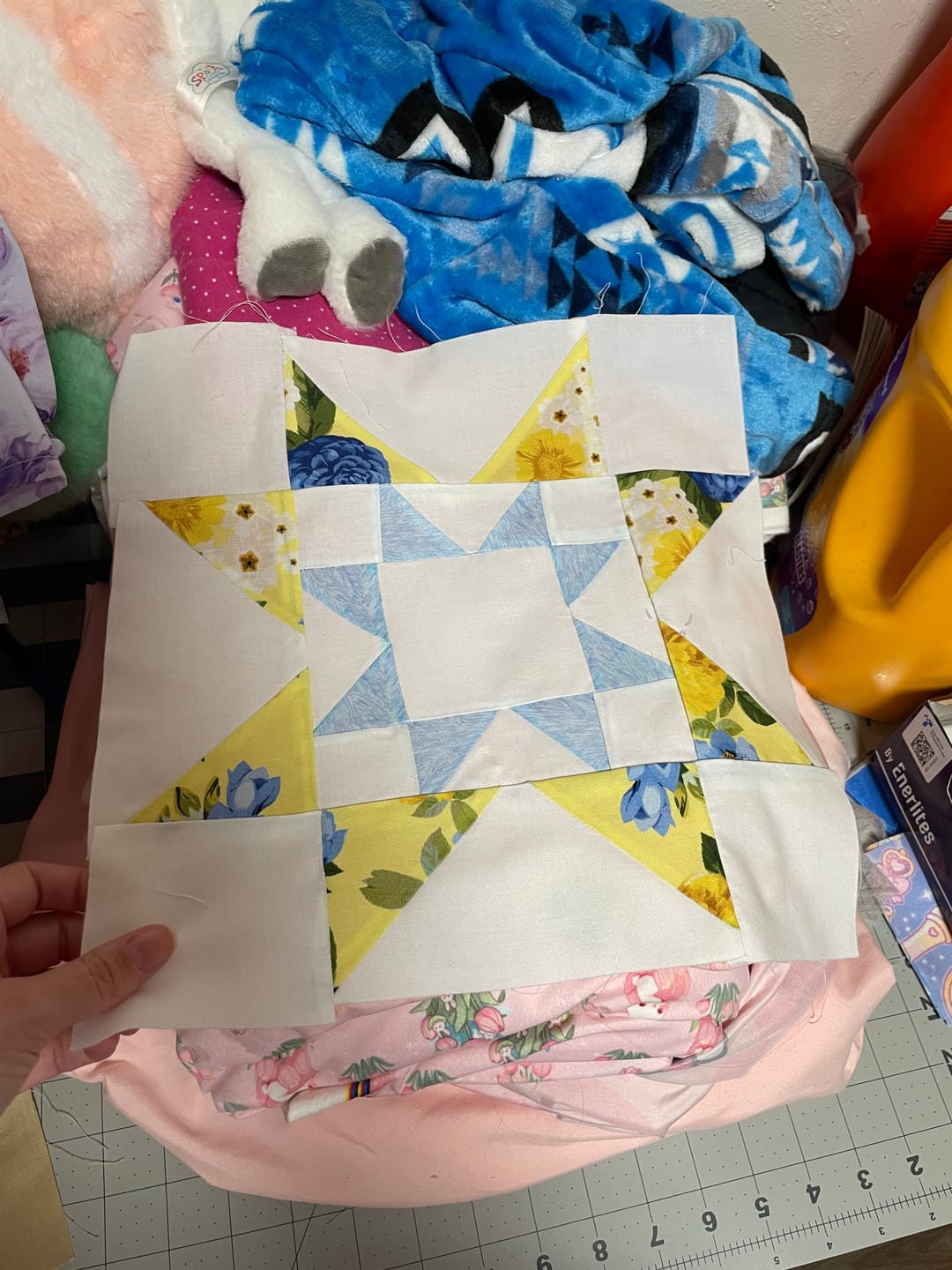 Customer photo review of Beginner Block Of The Month - Petal Path Sunshine Blooms (54.5" x 68")