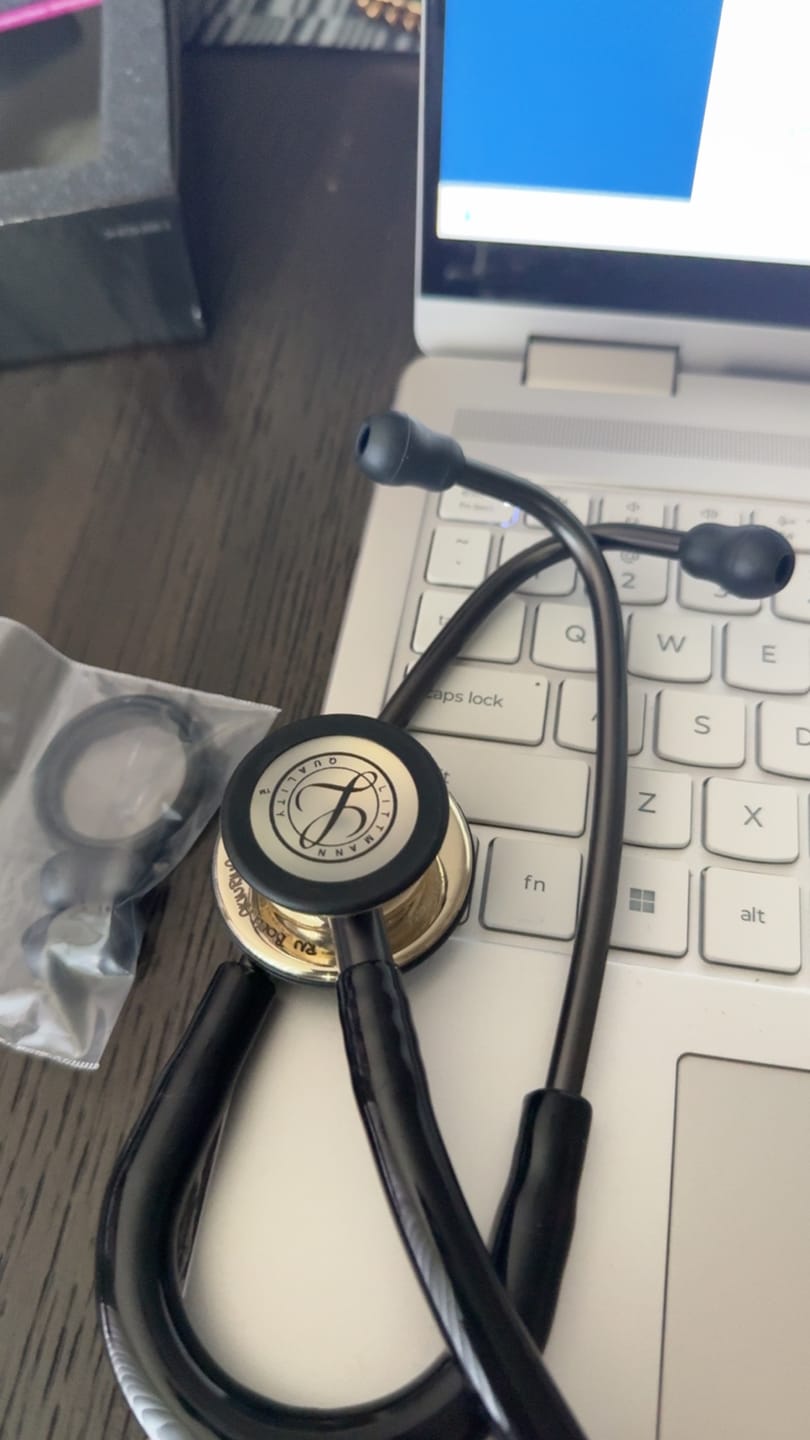 Customer photo review of Littmann Classic III Monitoring Stethoscope: Champagne & Black 5861
