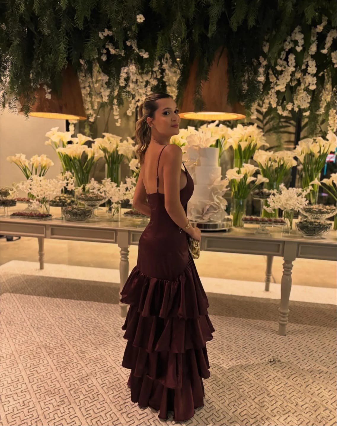 Customer photo review of Isabella Ruffled Slip Dress