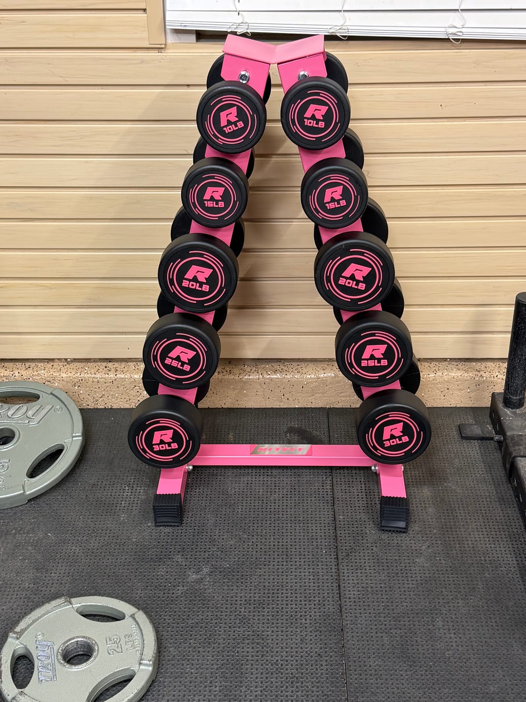 Customer photo review of RitFit A-Frame Dumbbell Storage Rack Stand 5 Pairs