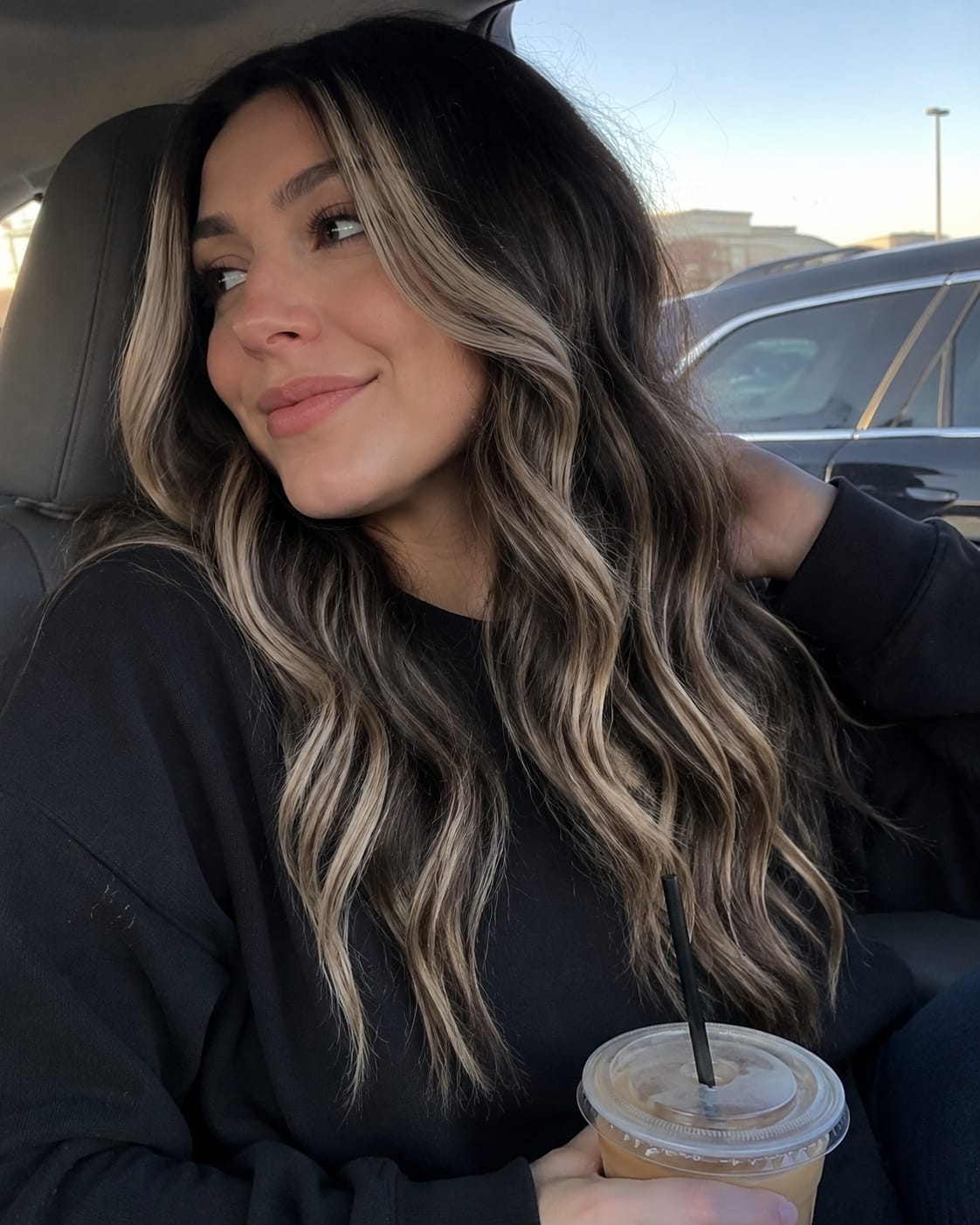 Customer photo review of Virgin Tape In Hair Extensions 100% Human Hair Balayage Highlights #1B/S/1B