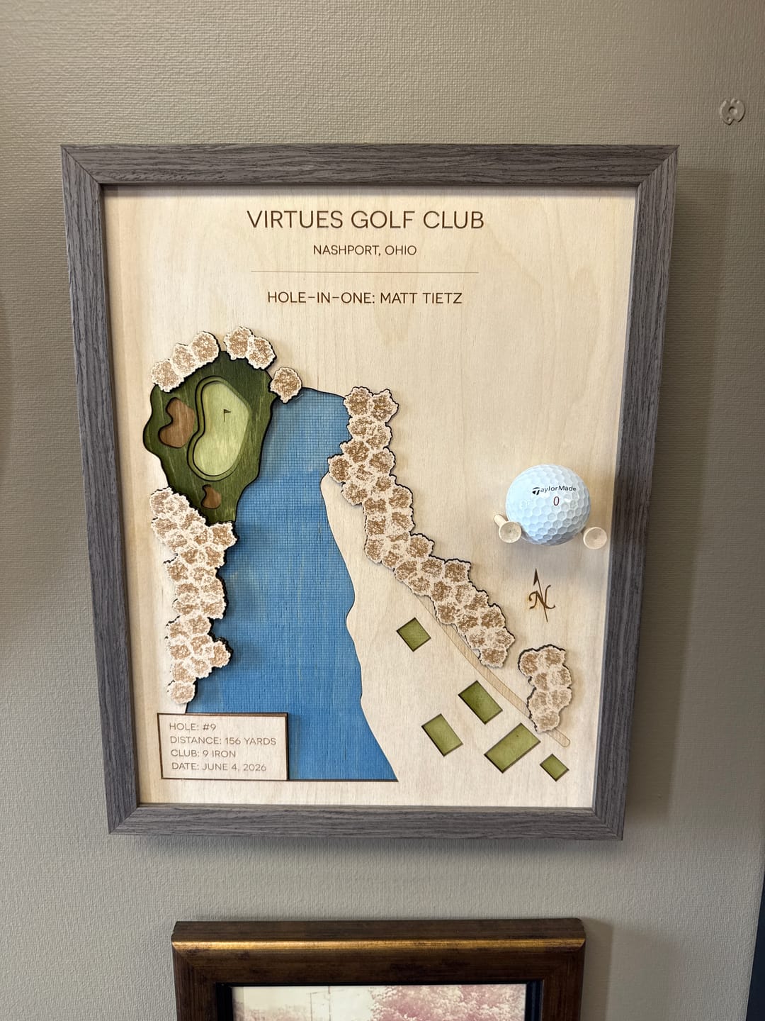 Customer photo review of Personalized Hole-in-One | Single Hole Golf Art