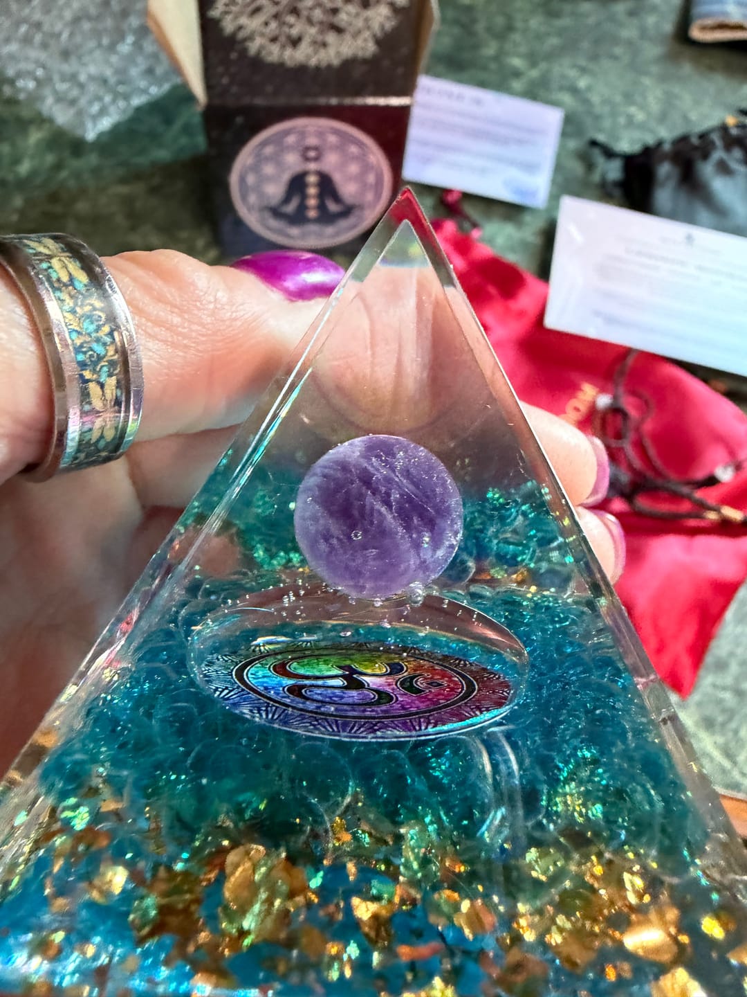 Customer photo review of OM Amethyst & Blue Quartz Pyramid