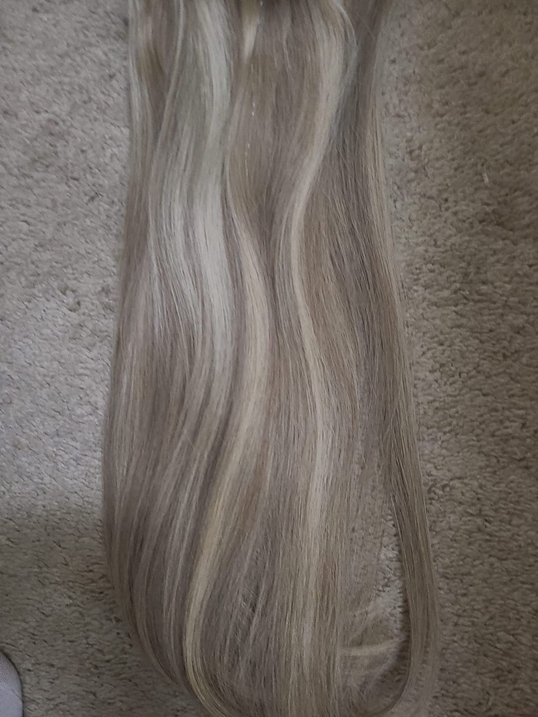 Customer photo review of Virgin Tape in Hair Extensions 100% Human Hair Highlights Pink Blonde #P18/613