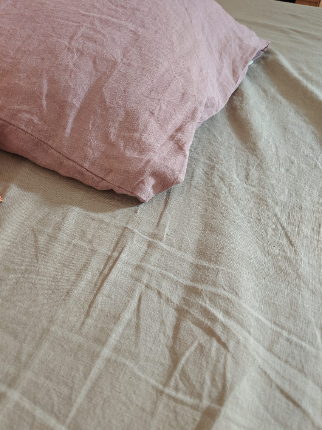 Customer photo review of Khaki Linen Fitted Sheet